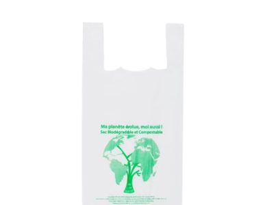 Degradable T-Shirt Vest Bag - Plastic bag manufacturers in vietnam Degradable T-Shirt Vest Bags made from PLA, PBAT, and cornstarch with vest-style handles