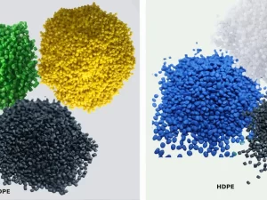 HDPE vs LDPE Plastic Pellets: Material Comparison for Plastic Bag Production - Plastic bag manufacturers in vietnam Comparison of HDPE and LDPE plastic pellets in different colors